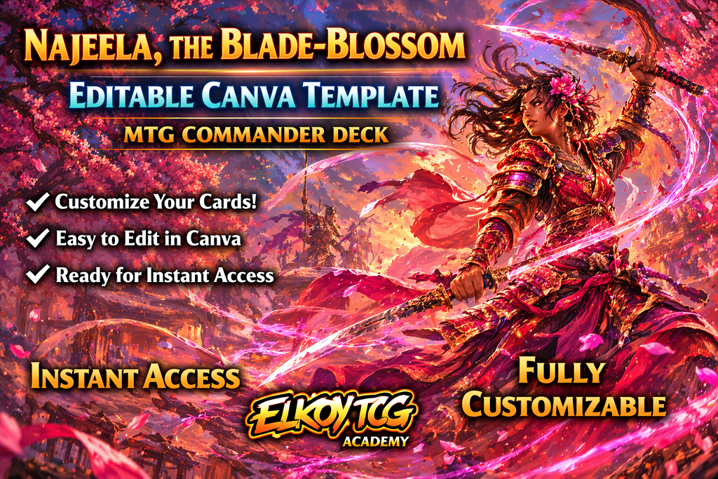 Najeela, the Blade-Blossom - Editable Canva Template - MTG Commander Deck