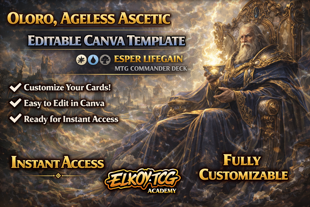 Oloro, Ageless Ascetic Canva Template — Esper Lifegain MTG Commander Deck