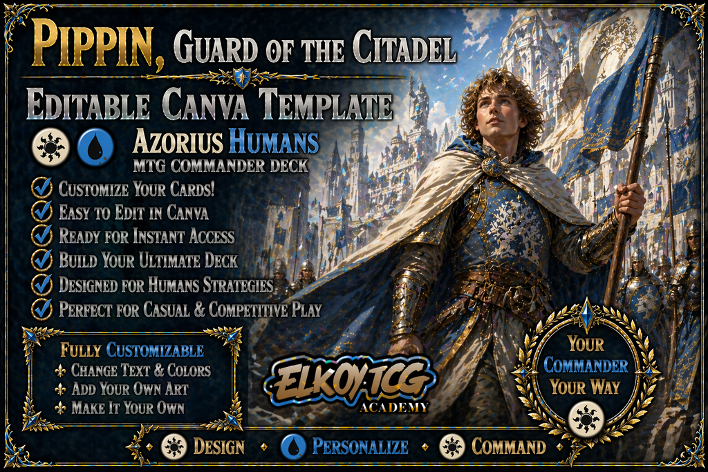 Pippin, Guard of the Citadel Canva Template — Azorius Humans MTG Commander Deck