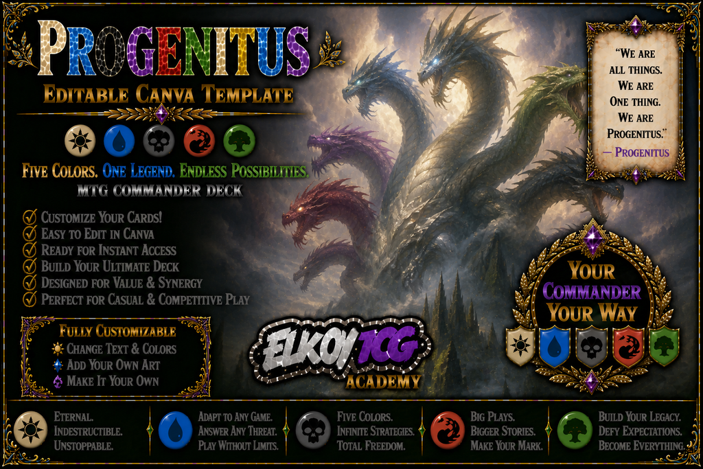 Progenitus - Editable Canva Template - MTG Commander Deck