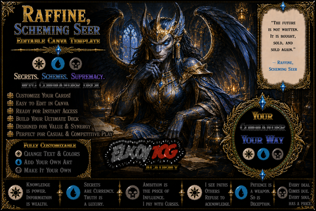 Raffine, Scheming Seer - Editable Canva Template - MTG Commander Deck