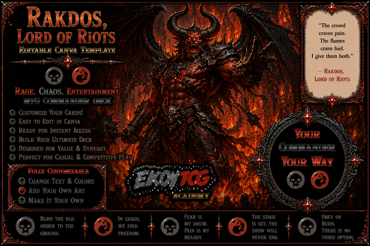 Rakdos, Lord of Riots - Editable Canva Template - MTG Commander Deck