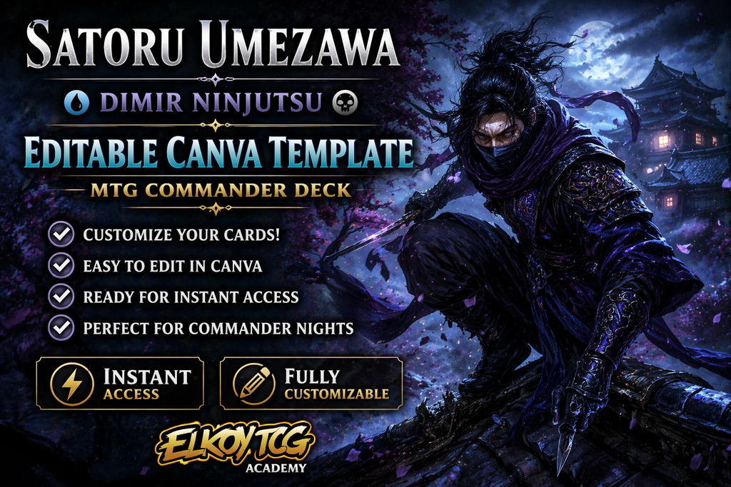 Satoru Umezawa Canva Template — Dimir Ninjutsu MTG Commander Deck