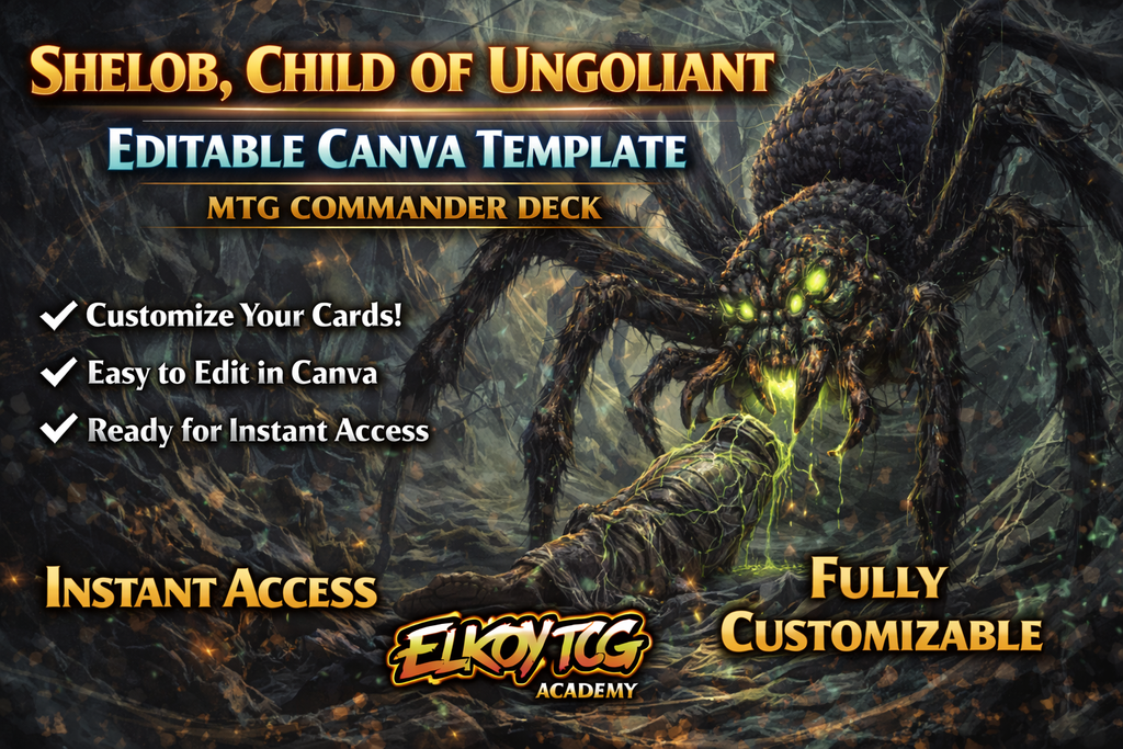 Shelob, Child of Ungoliant - Editable Canva Template - MTG Commander Deck