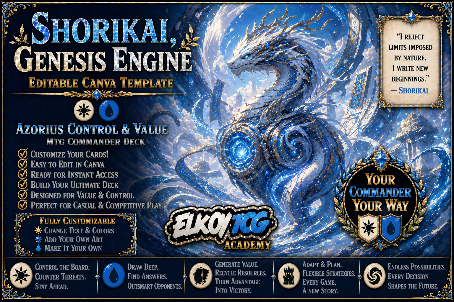 Shorikai, Genesis Engine - Editable Canva Template - MTG Commander Deck
