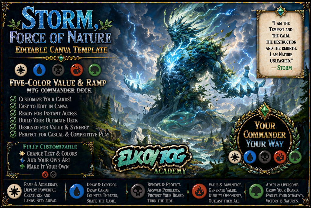 Storm, Force of Nature - Editable Canva Template - MTG Commander Deck