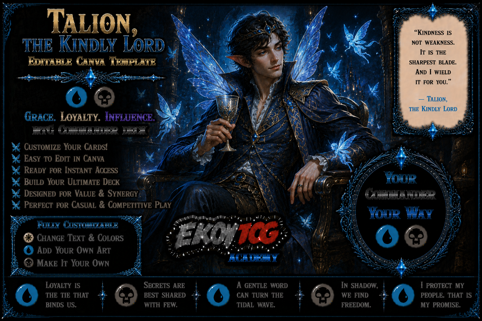 Talion, the Kindly Lord - Editable Canva Template - MTG Commander Deck