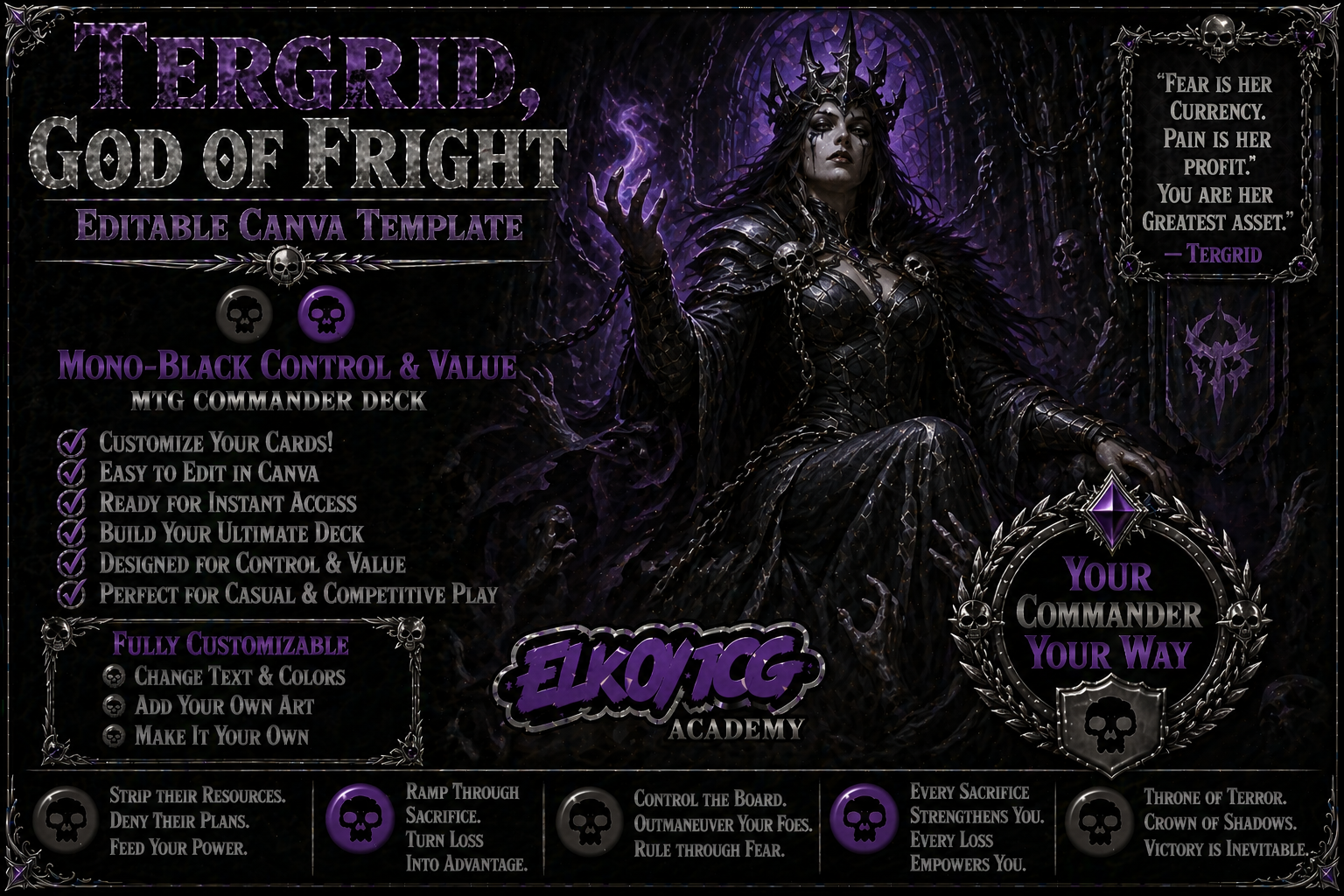 Tergrid, God of Fright - Editable Canva Template - MTG Commander Deck