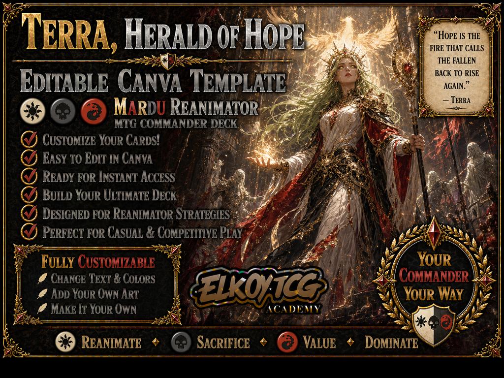 Terra, Herald of Hope Canva Template — Mardu Reanimator MTG Commander Deck