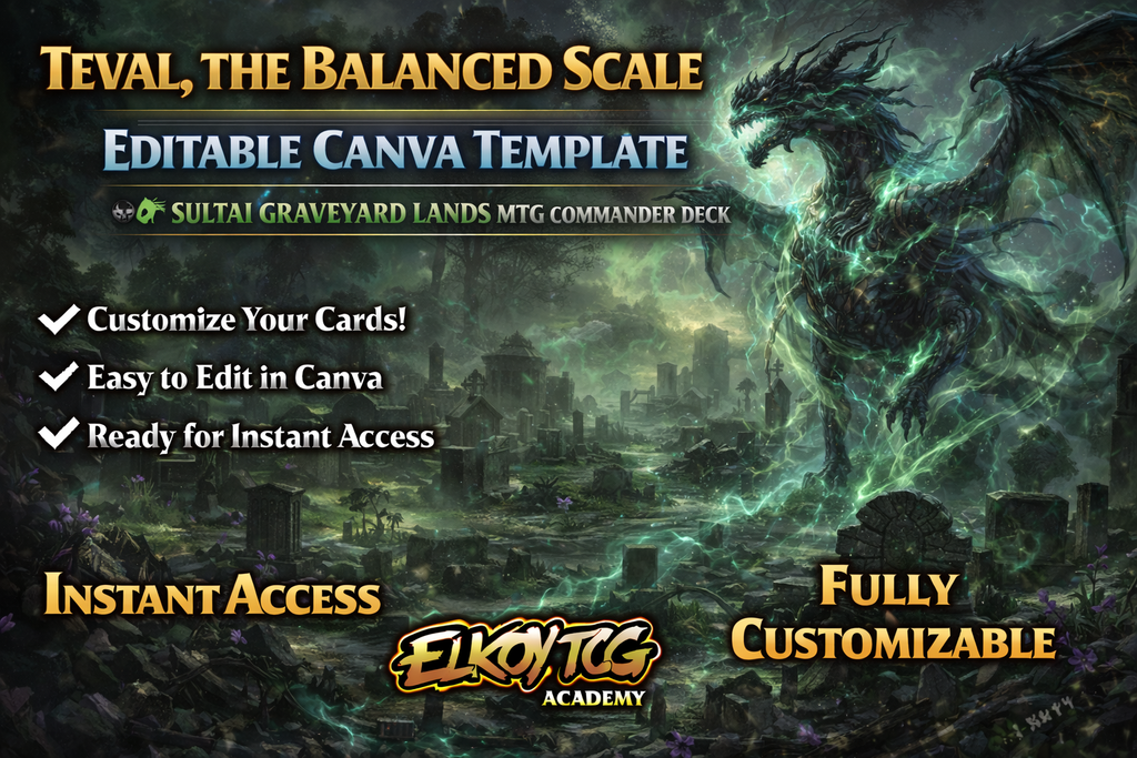 Teval, the Balanced Scale Canva Template — Sultai Graveyard Lands MTG Commander Deck