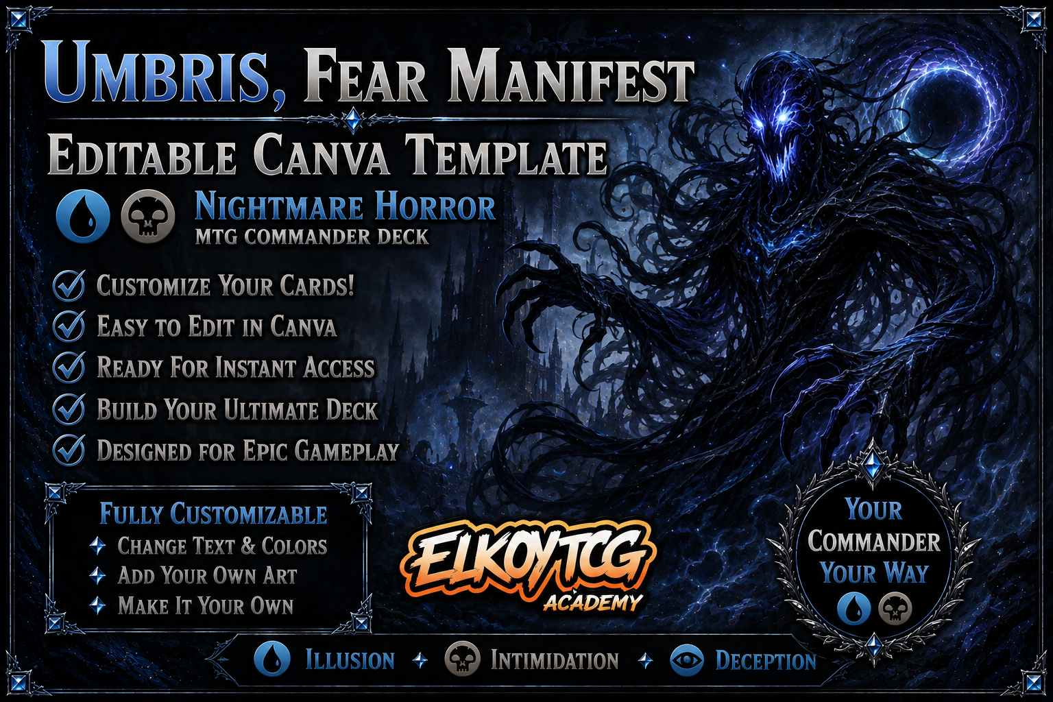Umbris, Fear Manifest - Editable Canva Template - MTG Commander Deck
