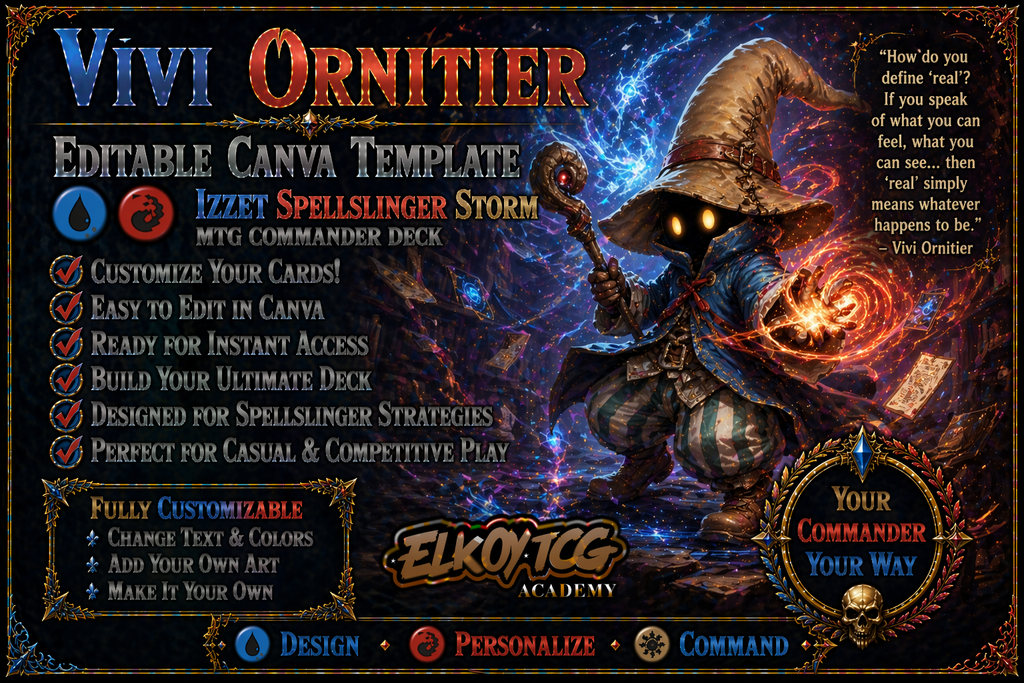 Vivi Ornitier Canva Template — Izzet Spellslinger Storm MTG Commander Deck