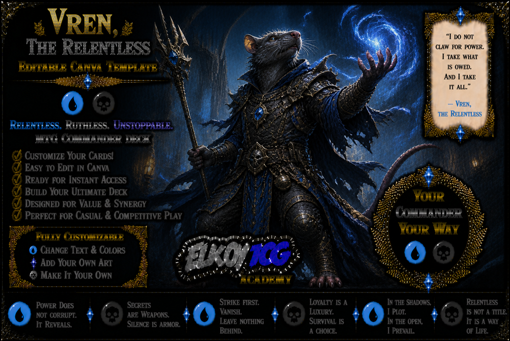 Vren, the Relentless - Editable Canva Template - MTG Commander Deck