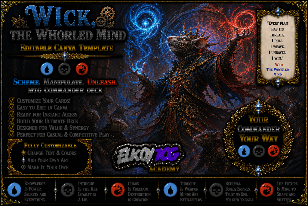 Wick, the Whorled Mind - Editable Canva Template - MTG Commander Deck