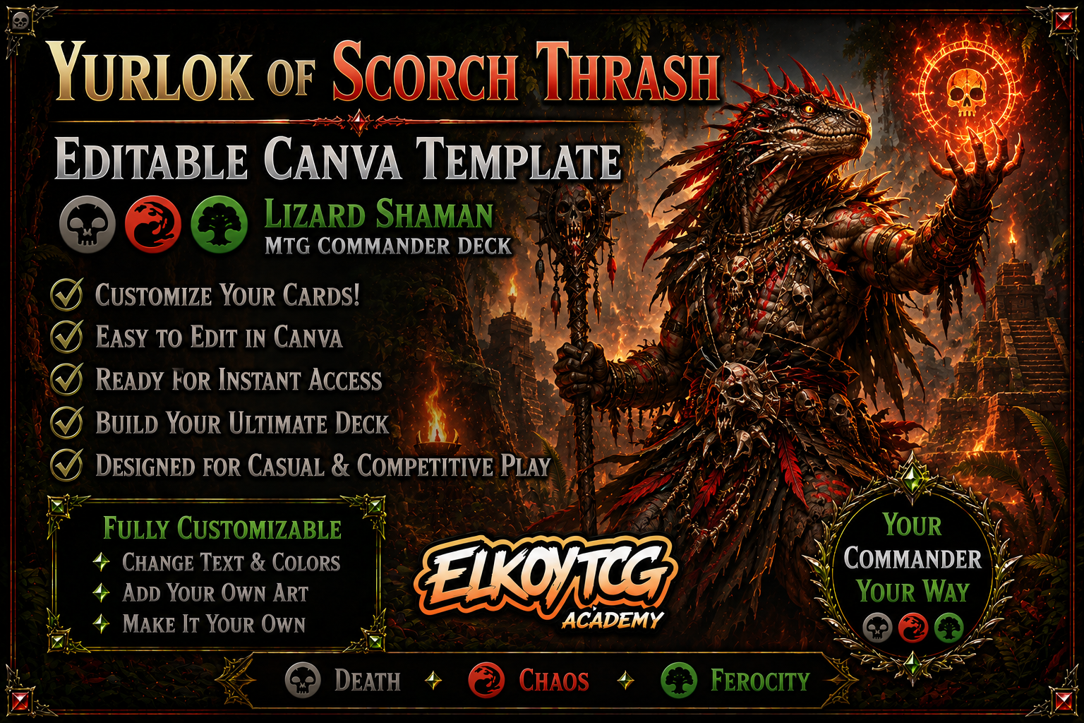 Yurlok of Scorch Thrash - Editable Canva Template - MTG Commander Deck