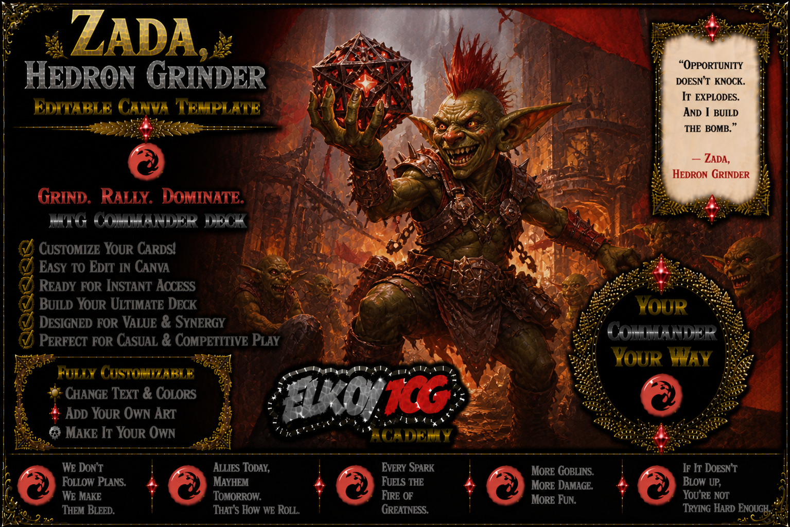 Zada, Hedron Grinder - Editable Canva Template - MTG Commander Deck