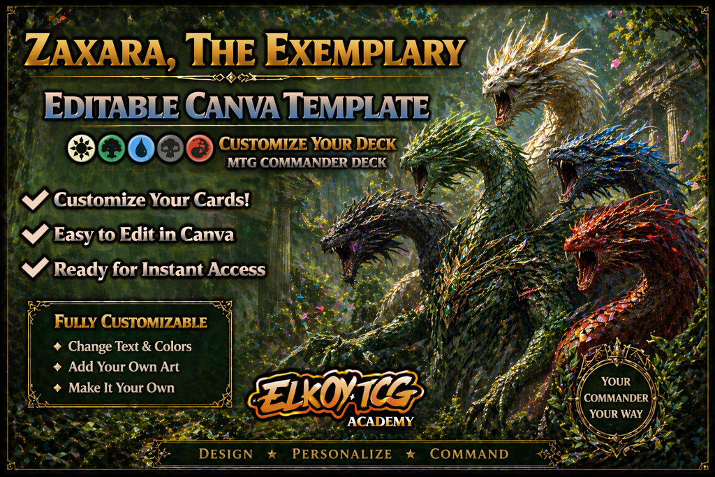 Zaxara, the Exemplary - Editable Canva Template - MTG Commander Deck