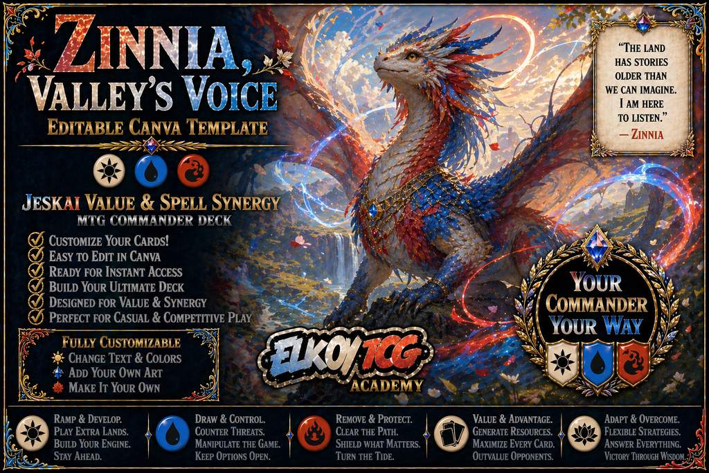 Zinnia, Valley's Voice - Editable Canva Template - MTG Commander Deck